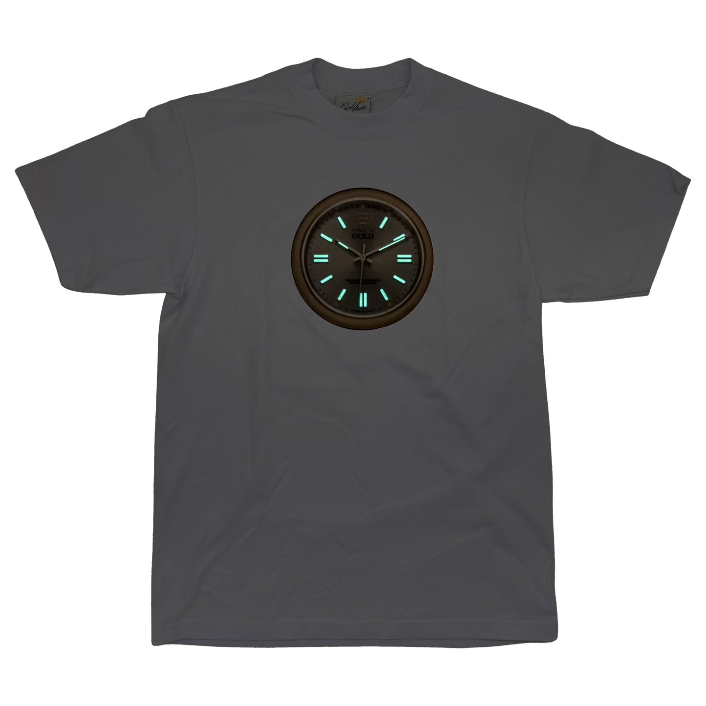 TIME IS GOLD Mens Heavyweight T-Shirt - WHITE | Gold Wheels Co. "GLOW IN THE DARK"